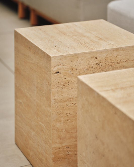 tuff travertine side table
