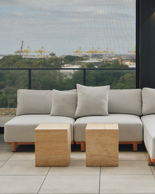 tuff travertine side table